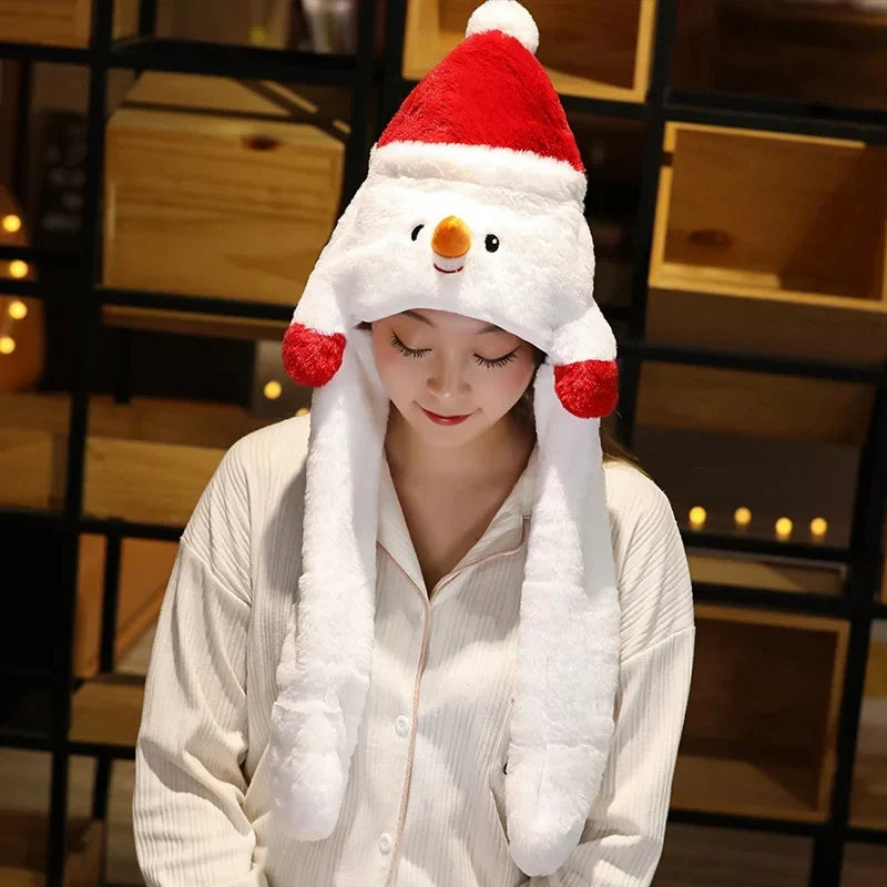 Bonnet de Noël en peluche – doublure épaisse, taille unique