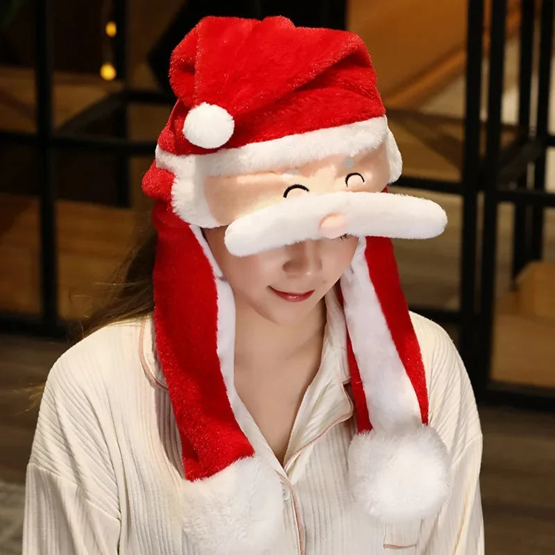 Bonnet de Noël en peluche – doublure épaisse, taille unique