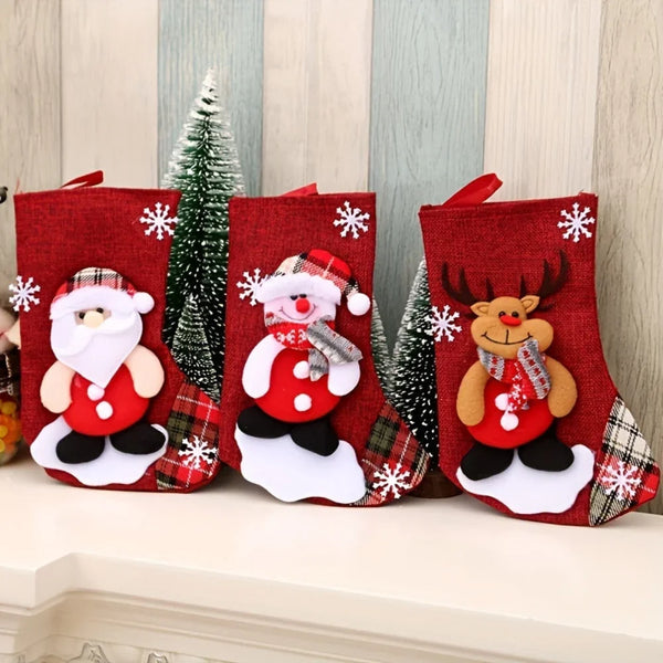 Chaussettes de Noël à suspendre – lot de 3 ou 4 motifs festifs