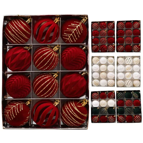 Boules de Noël floquées 6 cm – lot assorti à suspendre