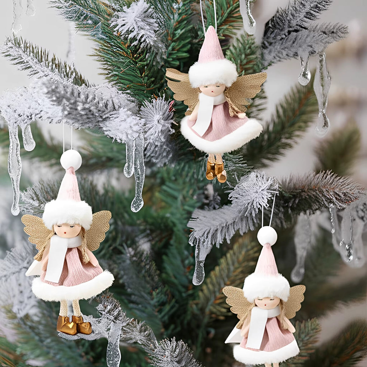 Ange en peluche à suspendre – ornement de Noël 15 à 20 cm