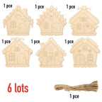 Ornements de Noël en bois brut à peindre – lot de 6