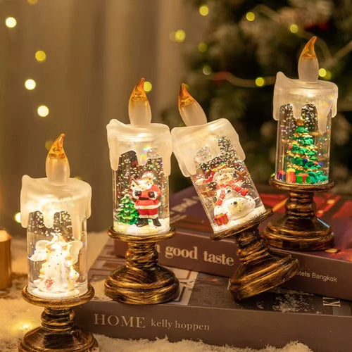 Boule à neige lumineuse – veilleuse LED Père Noël ou sapin