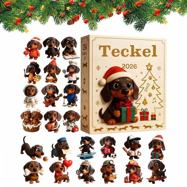 Calendrier de l'Avent Teckel – 24 pendentifs en acrylique