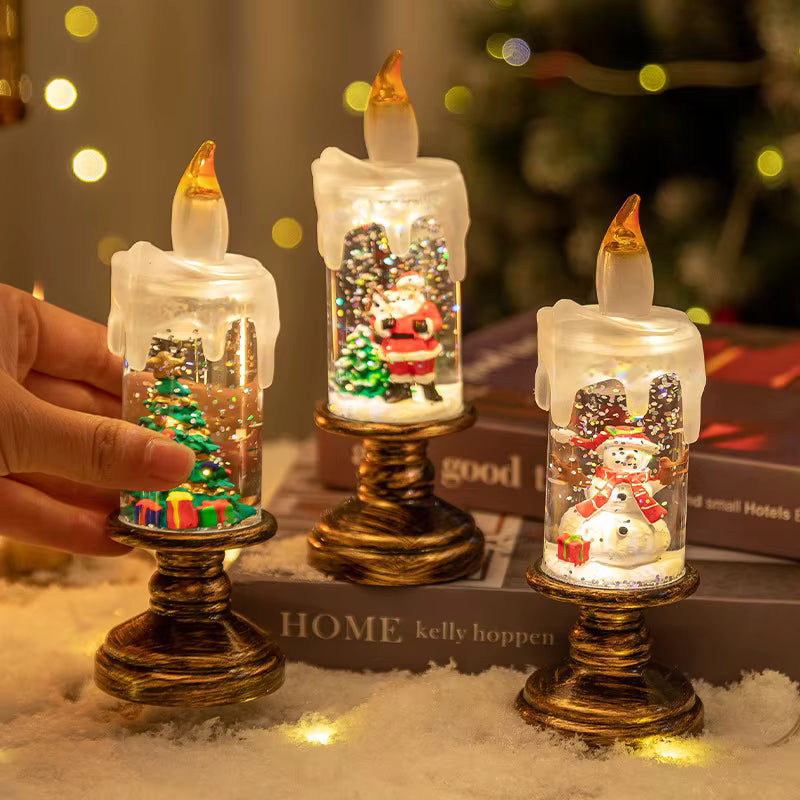 Boule à neige lumineuse – veilleuse LED Père Noël ou sapin