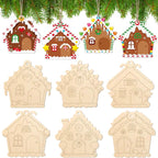 Ornements de Noël en bois brut à peindre – lot de 6