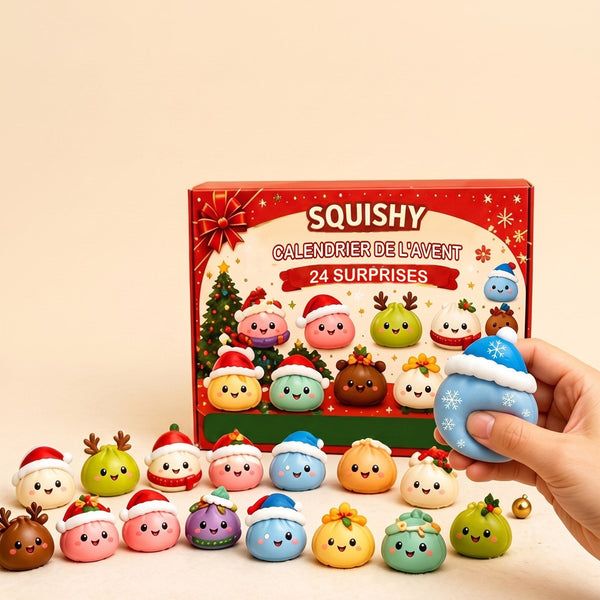 Calendrier de l'Avent Squishy 2026 – 24 figurines anti-stress