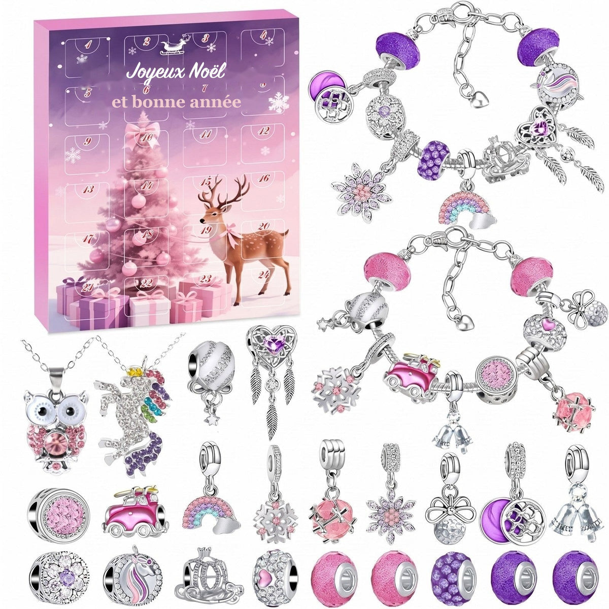 Calendrier de l'Avent Bijoux 2026 – 24 charms et bracelet